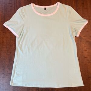 Flamingo Colorblock Round Neck Short Sleeve T-Shirt